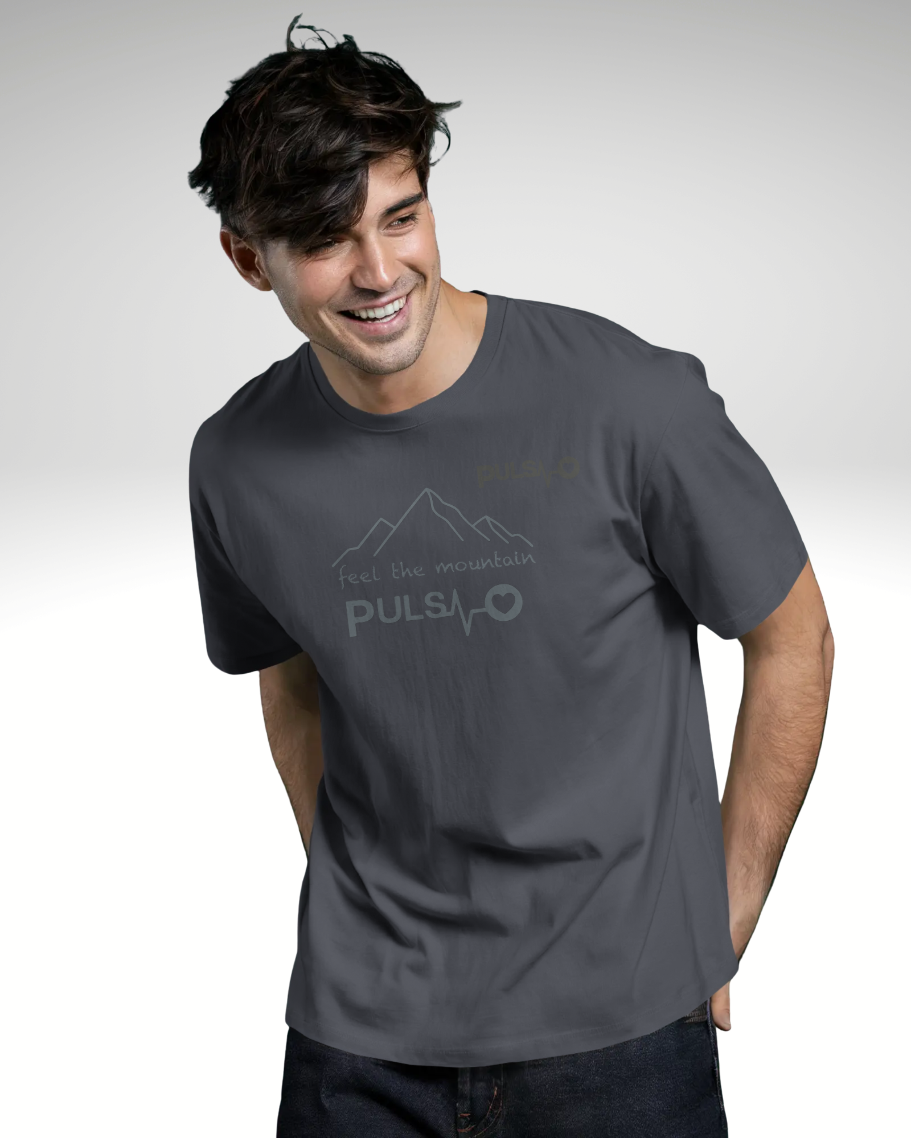 Pulso T-Shirt „Pulso Feel the Mountain“ Print: Grey
