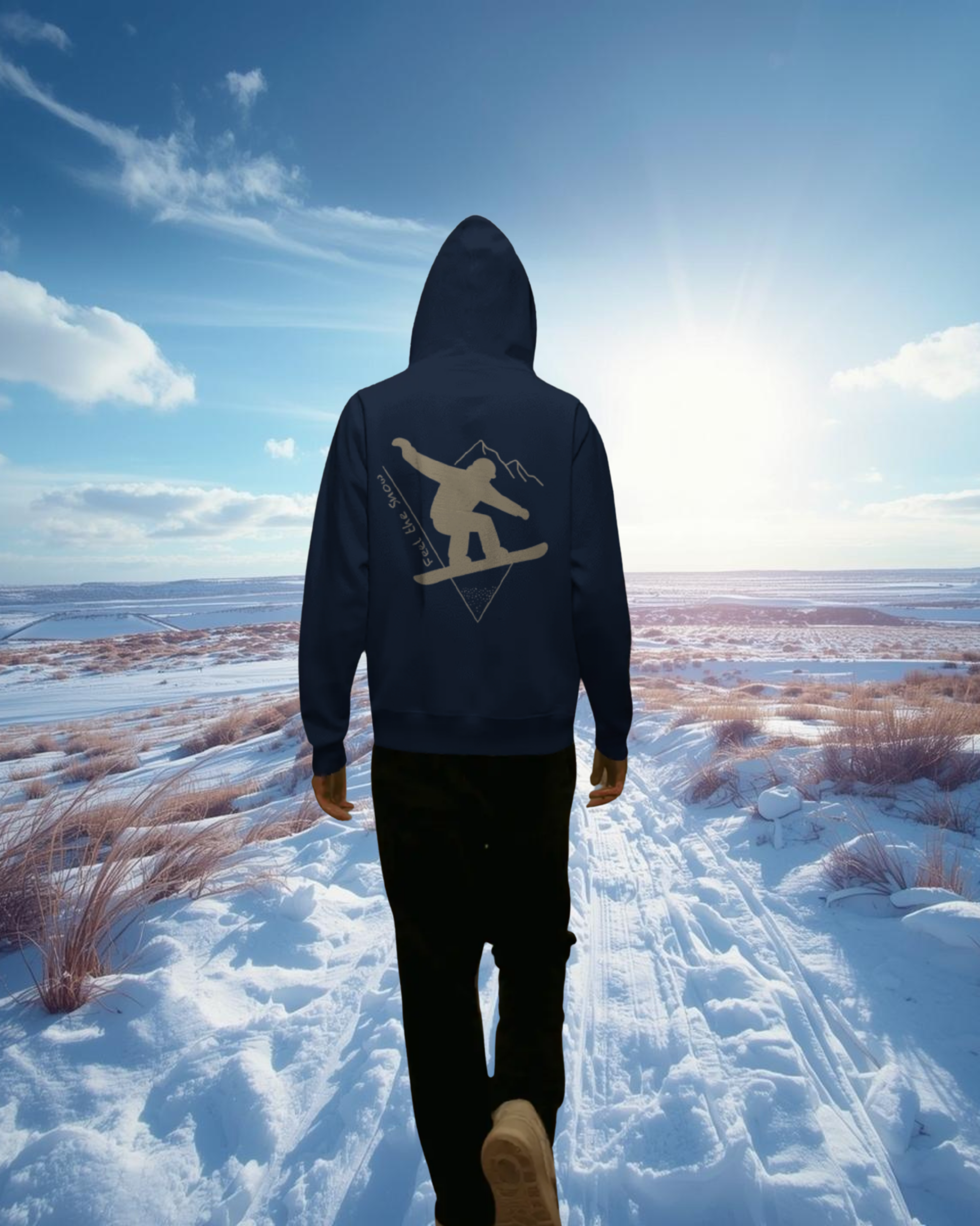 Pulso Hoodie "Snowboard - Feel the snow" Print: Cream