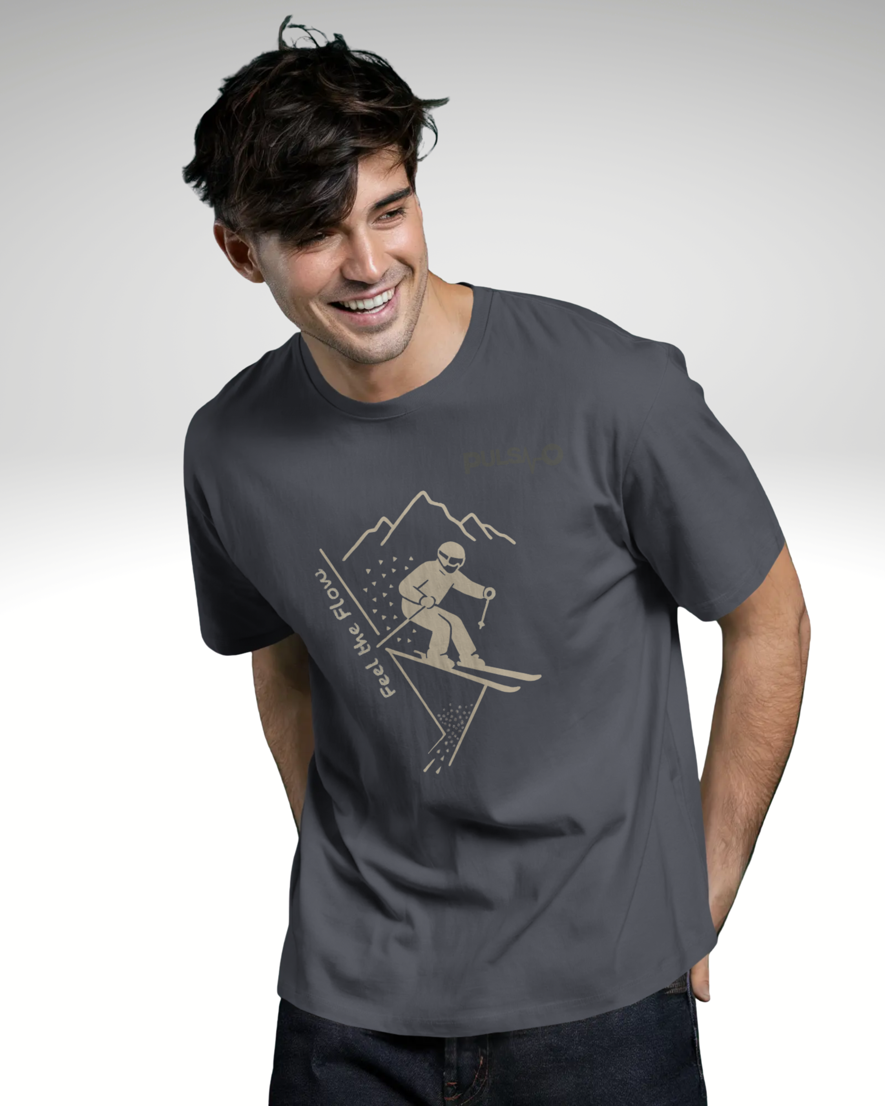 Pulso T-Shirt „Skiing - Feel the Flow“ Print: Cream