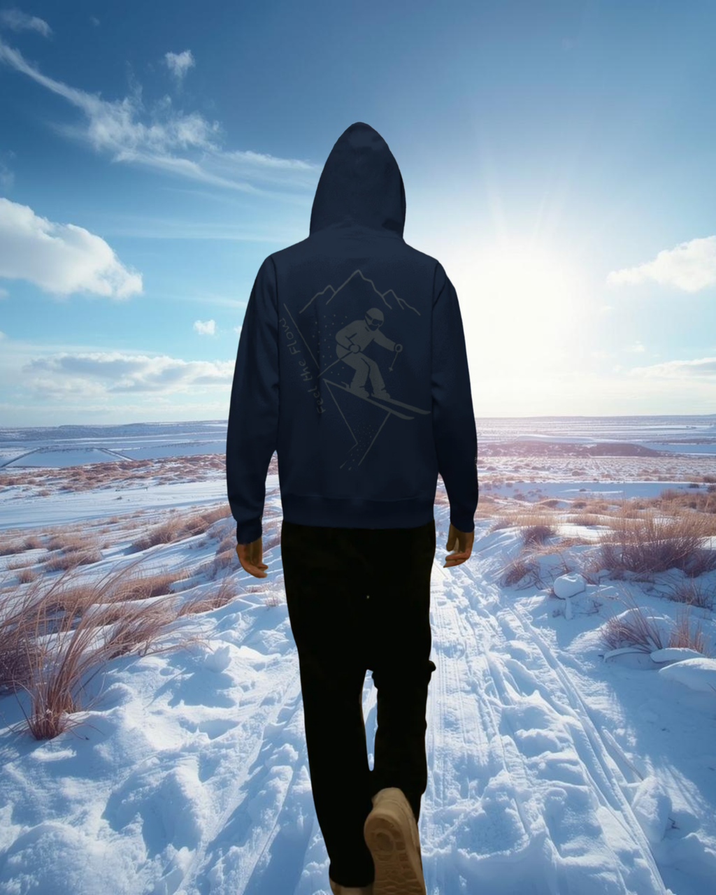 Pulso Hoodie "Skiing - Feel the flow" Print: Grey