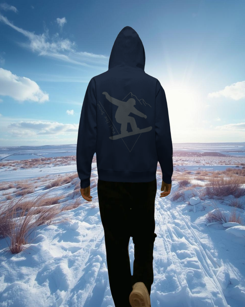 Pulso Hoodie "Snowboard - Feel the snow" Print: Grey