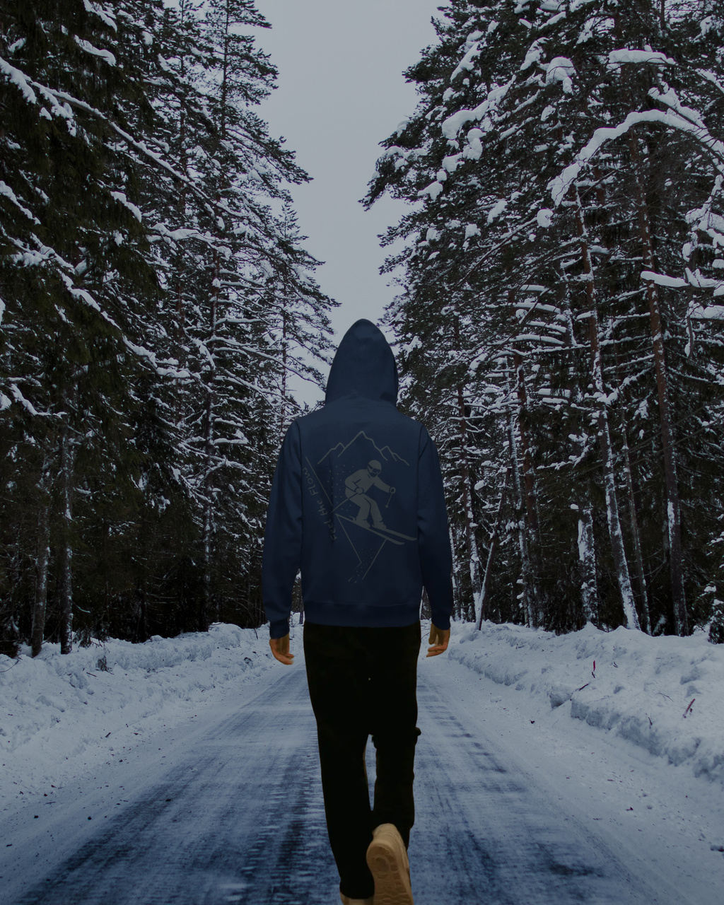 Pulso Hoodie "Skiing - Feel the flow" Print: Grey