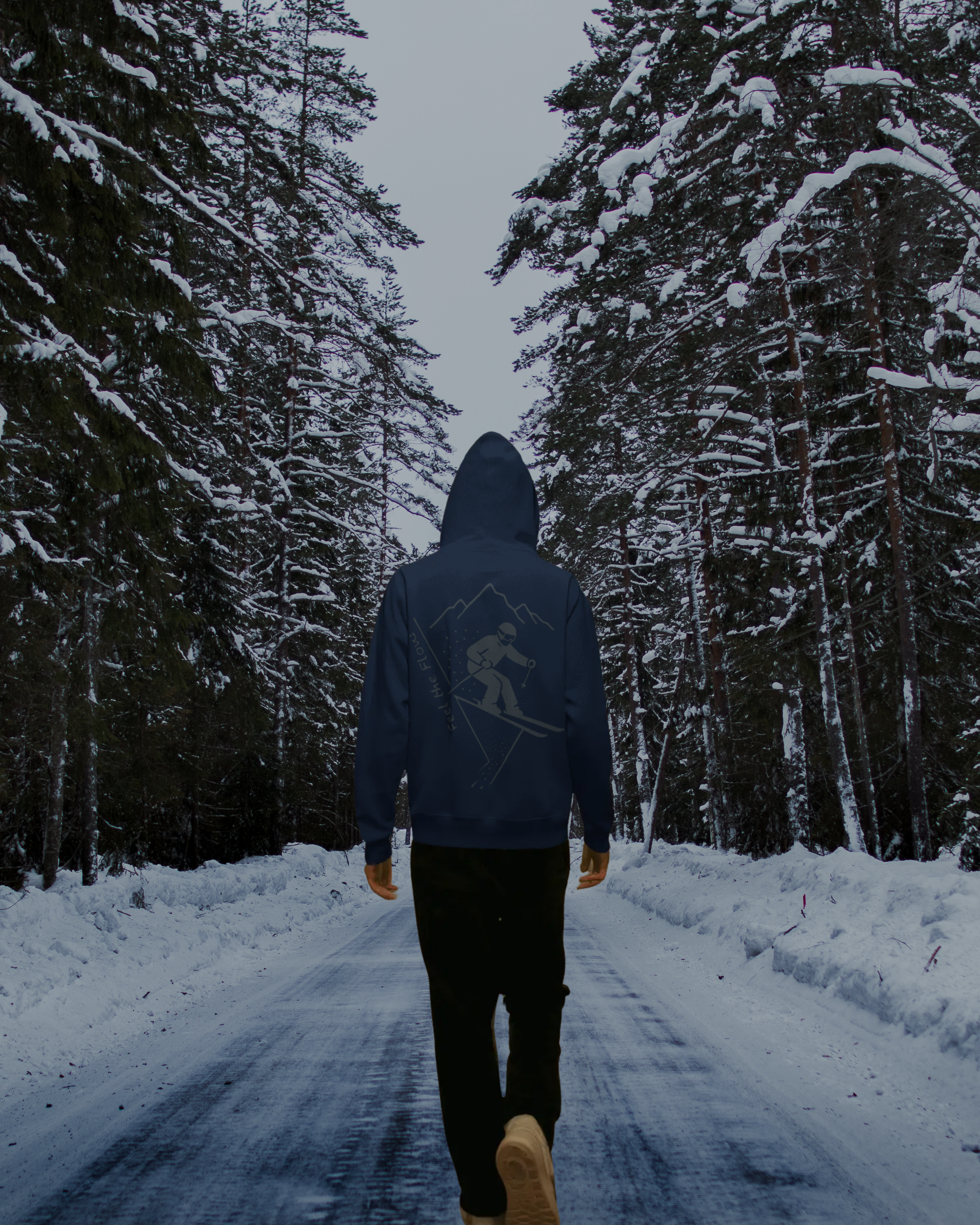 Pulso Hoodie "Skiing - Feel the flow" Print: Grey