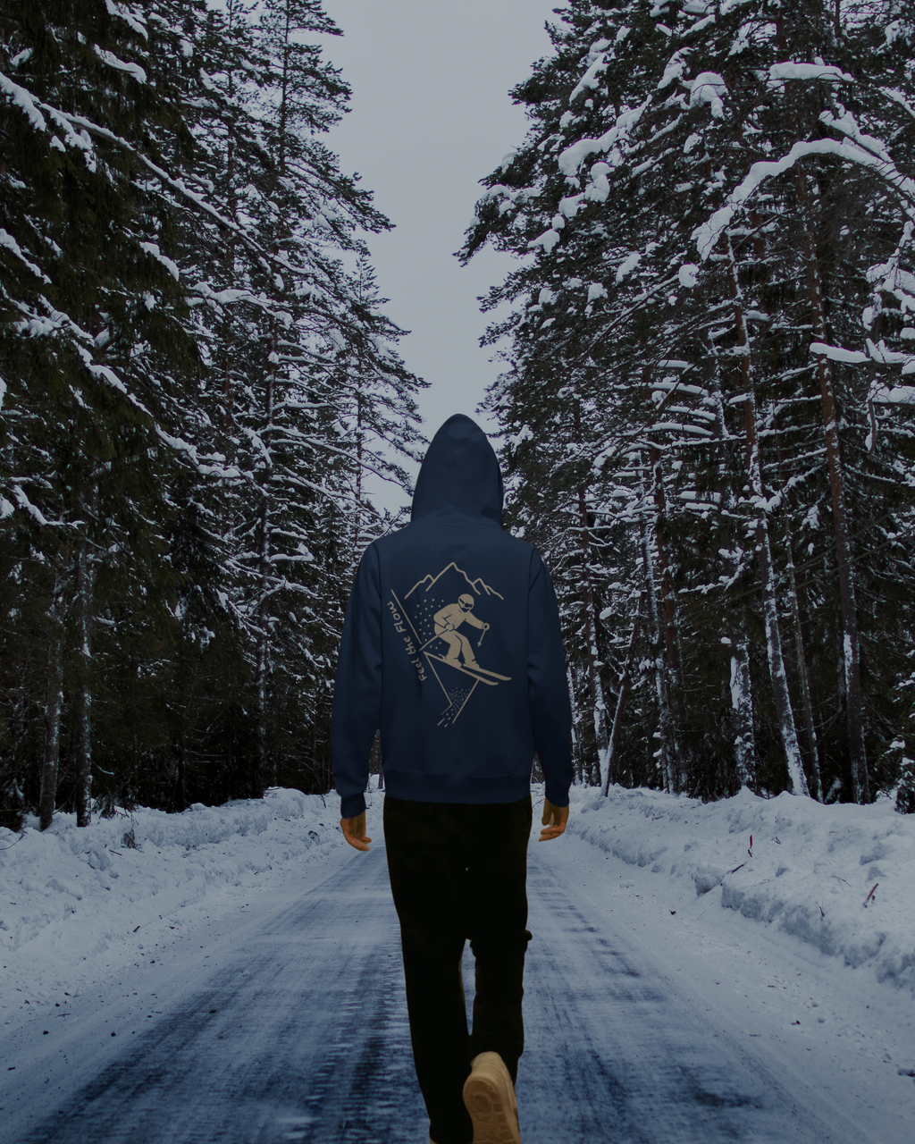 Pulso Hoodie "Skiing - Feel the flow" Print: Cream