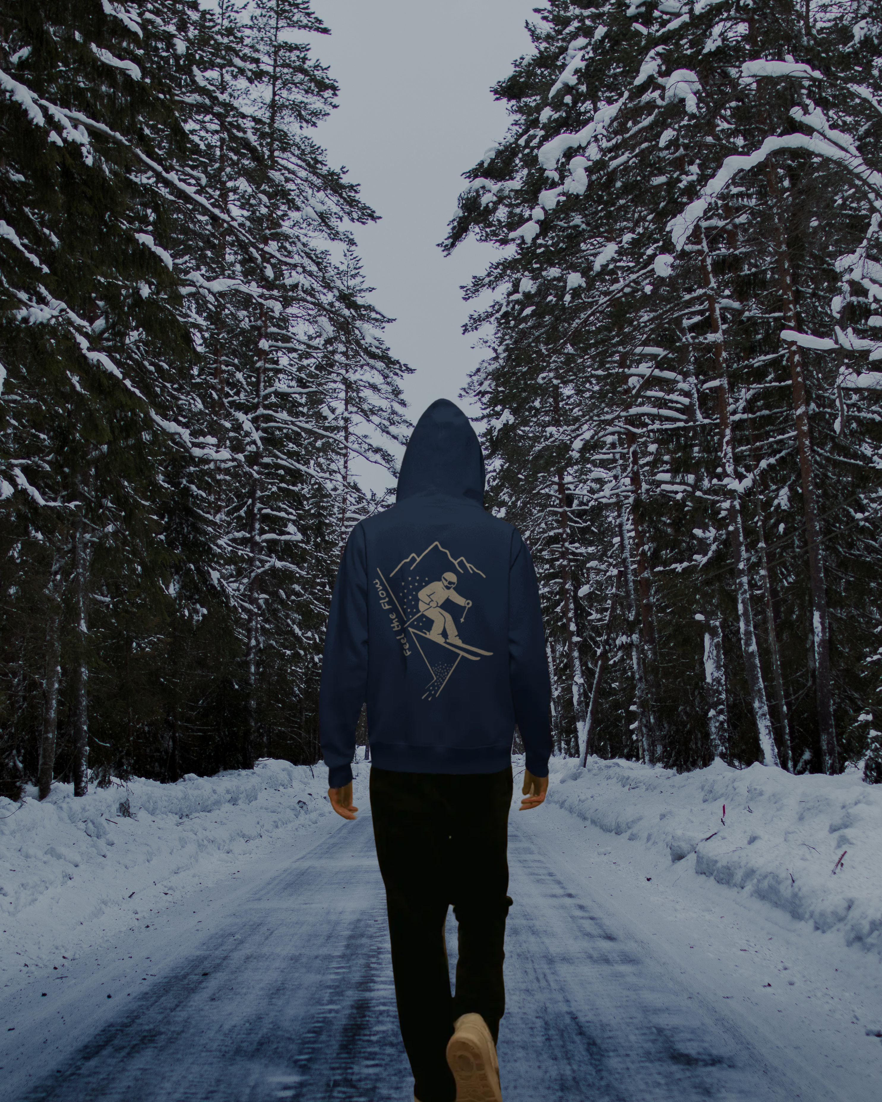 Pulso Hoodie "Skiing - Feel the flow" Print: Cream