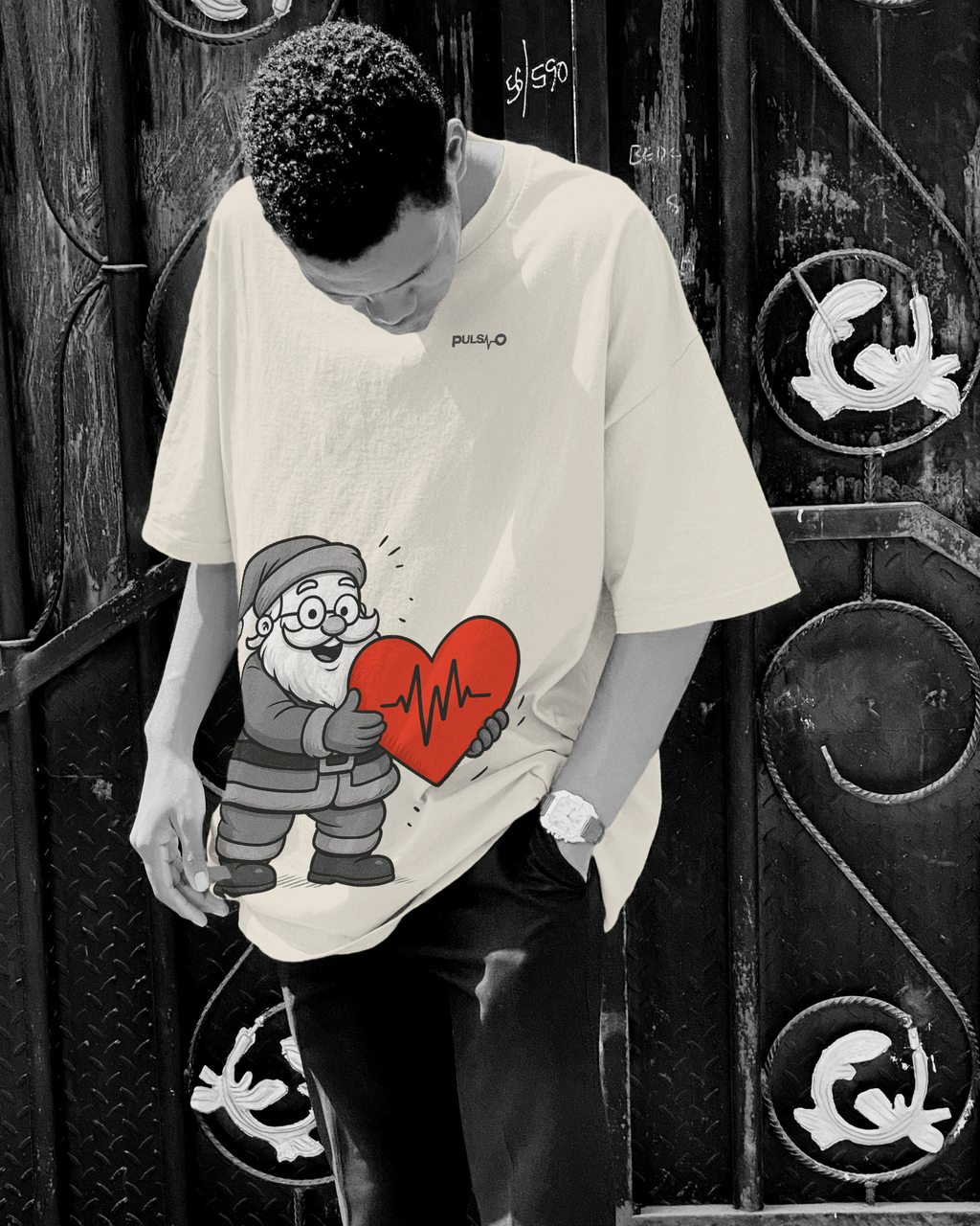 Pulso Ugly Christmas T-Shirt – Santa mit Heartbeat | Limited Christmas Edition