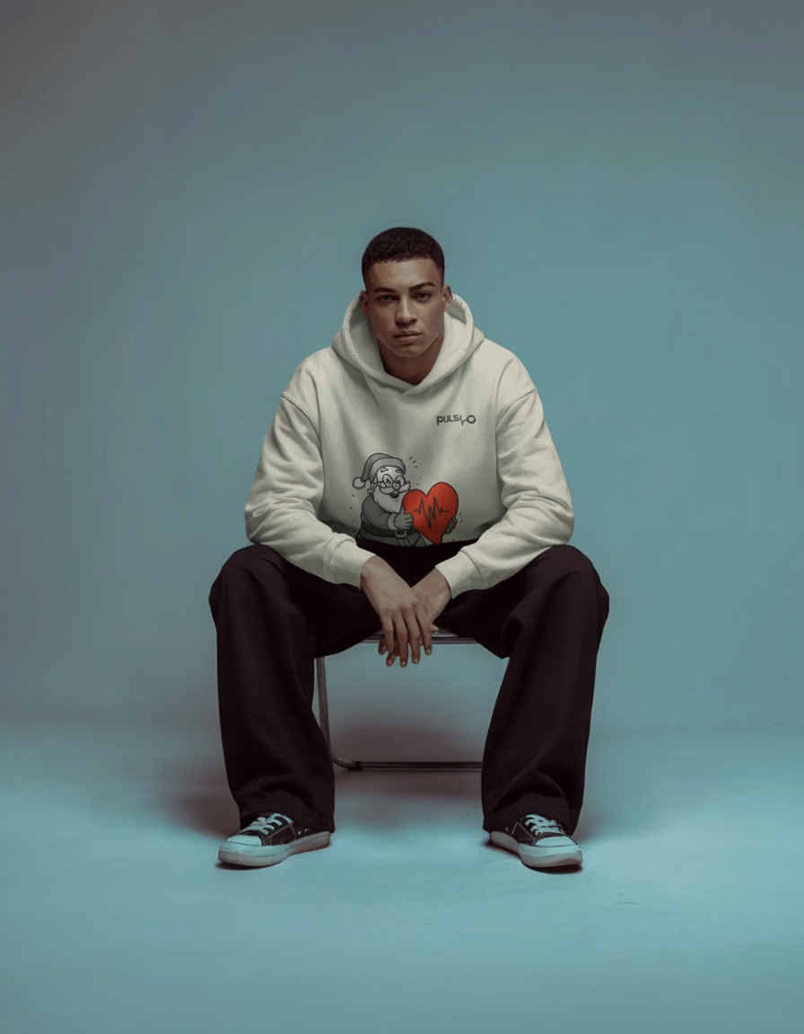 Pulso Ugly Christmas Hoodie – Santa mit Heartbeat | Winter Limited Edition