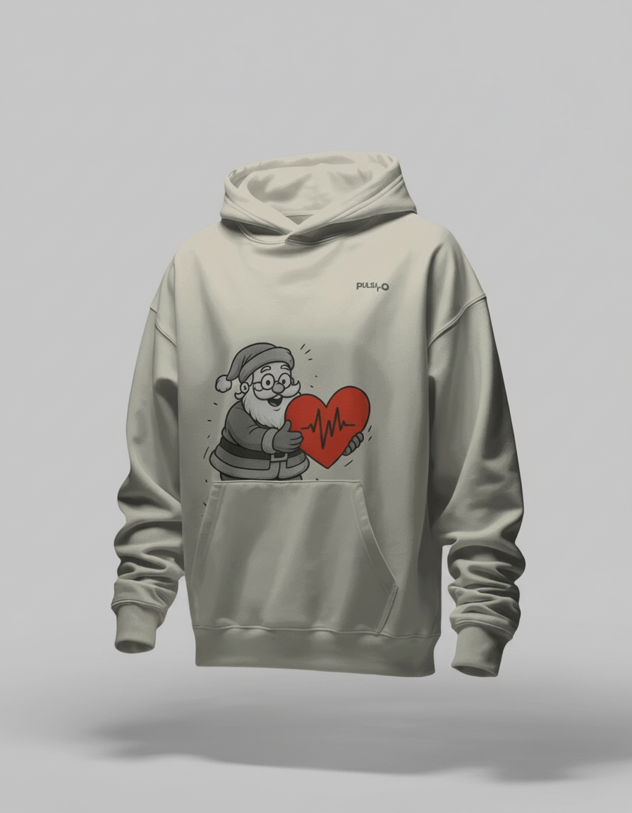 Pulso Ugly Christmas Hoodie – Santa mit Heartbeat | Winter Limited Edition