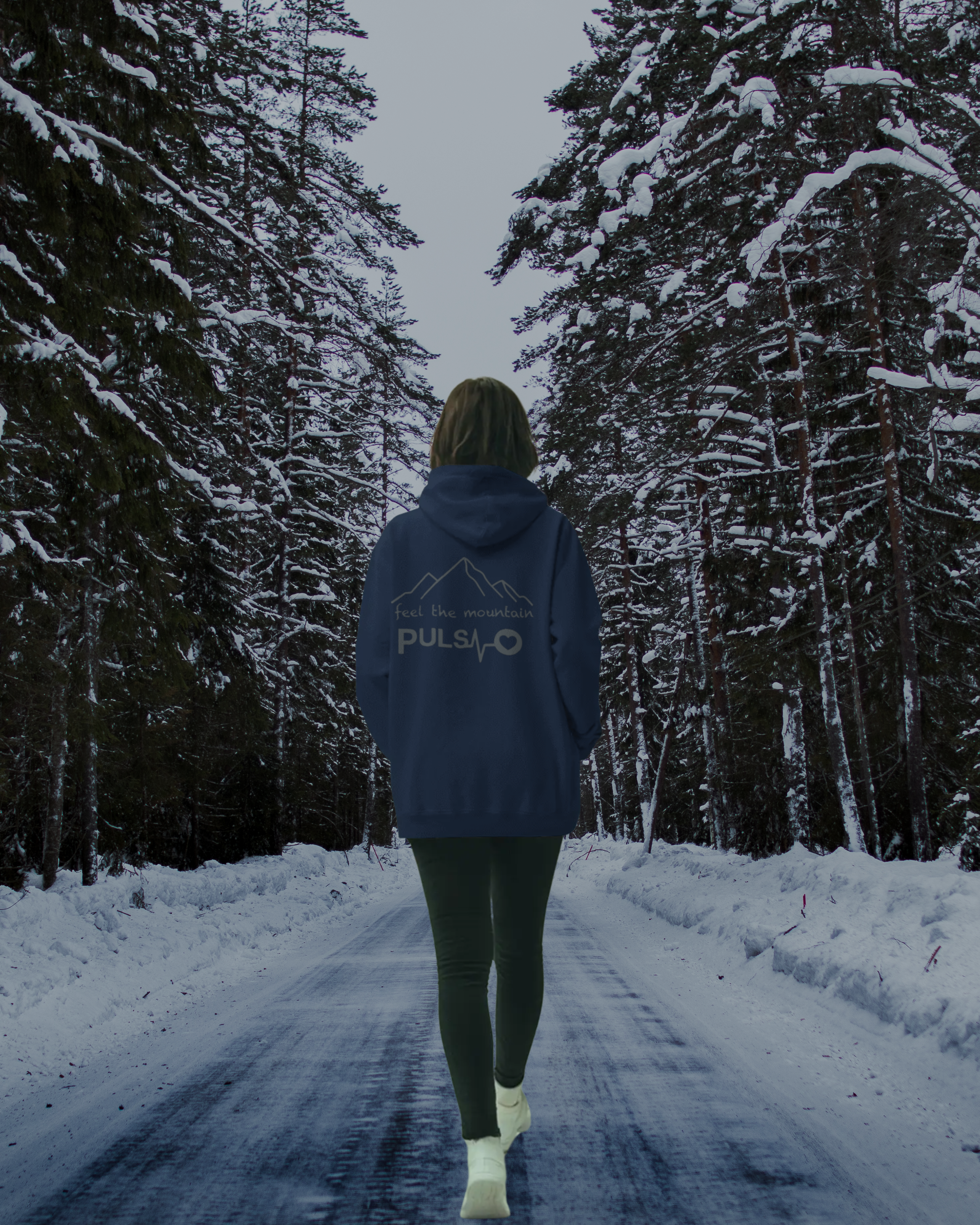 Pulso Hoodie "Pulso - Feel the mountain" Print: Grey Women