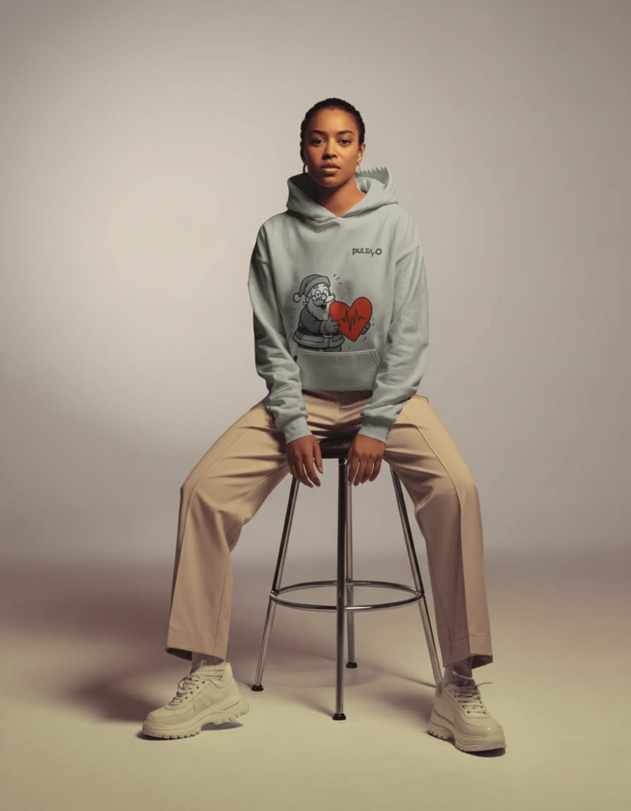 Pulso Ugly Christmas Hoodie – Santa mit Heartbeat | Winter Limited Edition