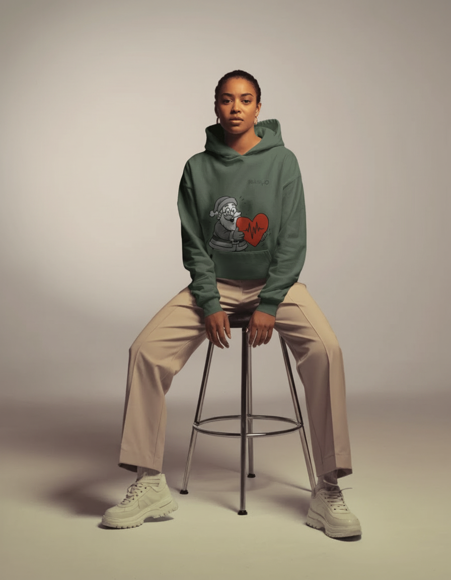 Pulso Ugly Christmas Hoodie – Santa mit Heartbeat | Winter Limited Edition